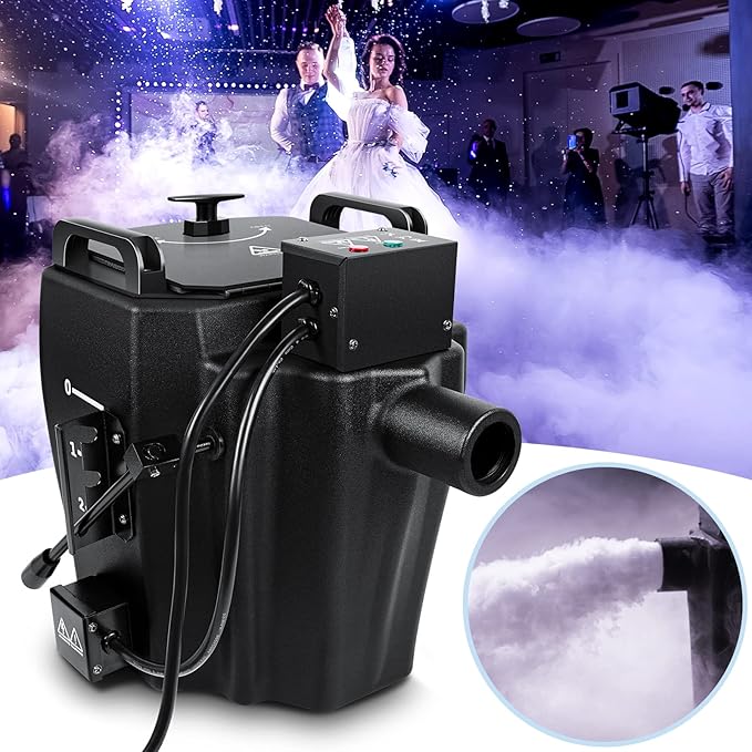 3500W Dry Ice Machine, Portable Low Lying Fog Machine with Tube Nozzle, Dry Ice Fog Machine for Stage Wedding Party Bar KTV Events, Black