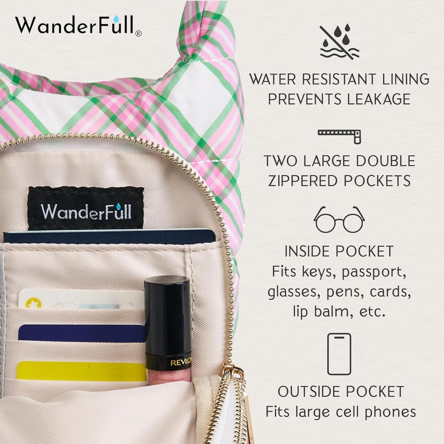 WanderFull® Original HydroBag® Collection, Water Bottle Holder w/Strap & Phone Pocket, Hands-Free Crossbody Water Bottle Bag