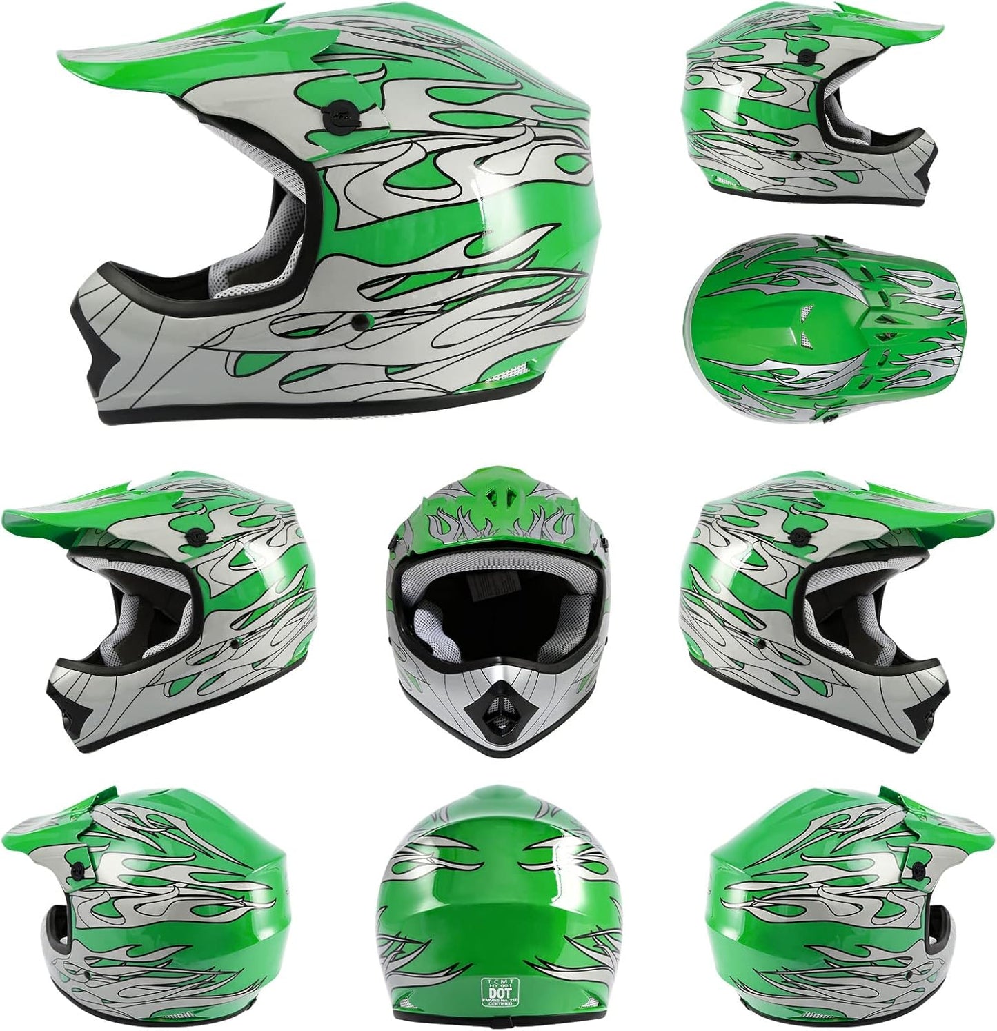 TCMT Dot Youth & Kids Motorcycle Off-Road Helmet Full Face Motocross Street Dirt Bike Mountain Bike BMX MX ATV Helmet+Goggles+Gloves New