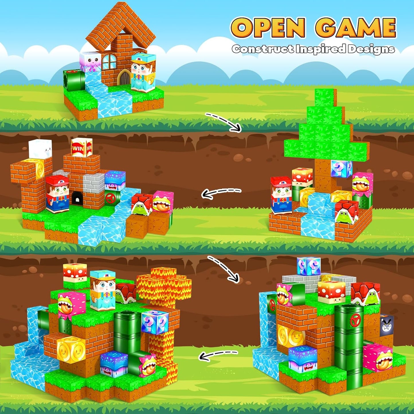 Magnetic Blocks Building Games Kids Toys for 3 4 5 6 7 8 9 10 11 12 13 Year Old Boys Girls, Magnetic Cubes Montessori Sensory Toys for Ages 3+ Travel Party Christmas Birthday Gifts