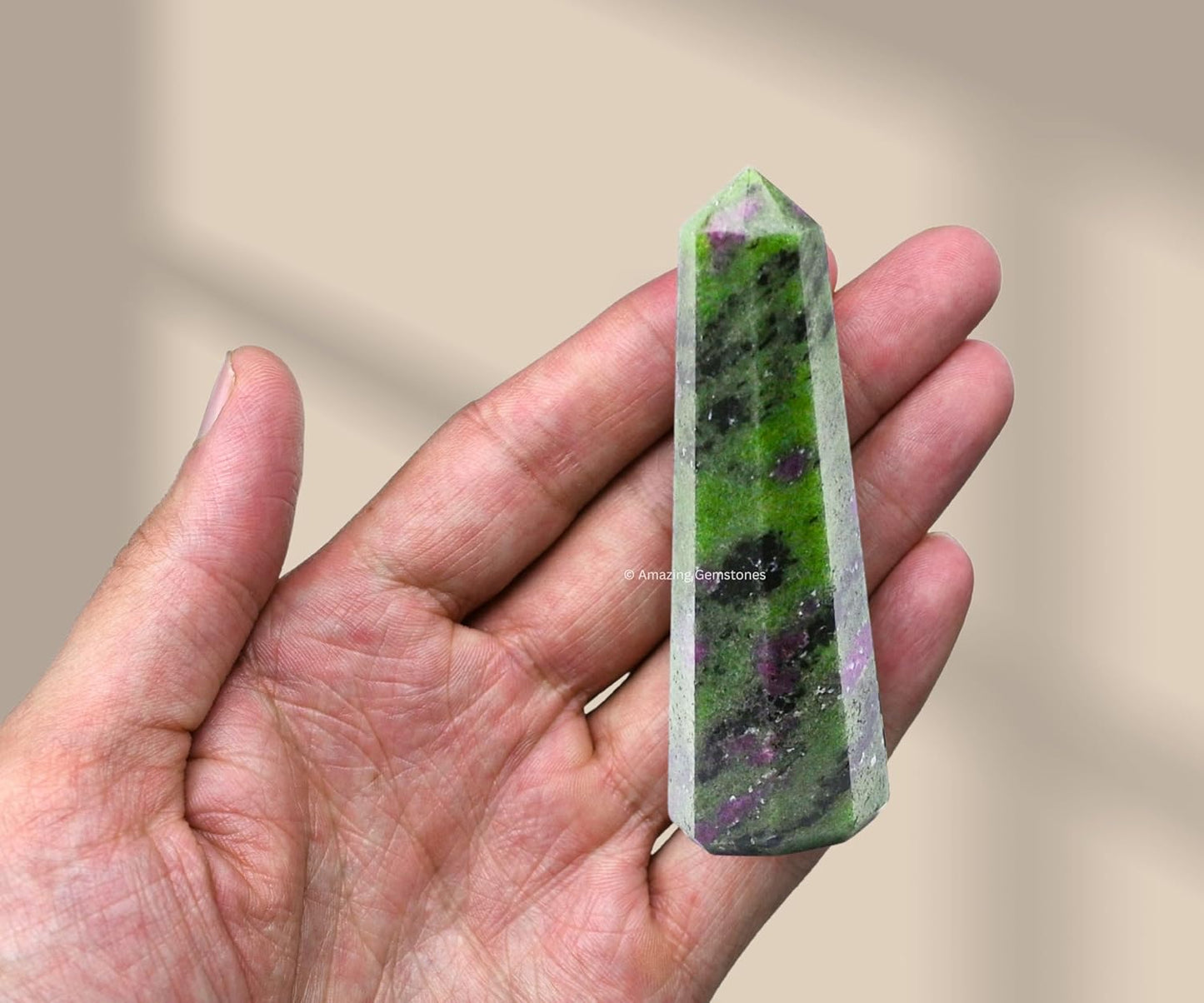 Amazing Gemstone Ruby Zoisite Crystal Towers - Natural Healing Crystal Point Obelisk for Reiki Healing and Crystal Grid (3 Inch to 4 Inch)