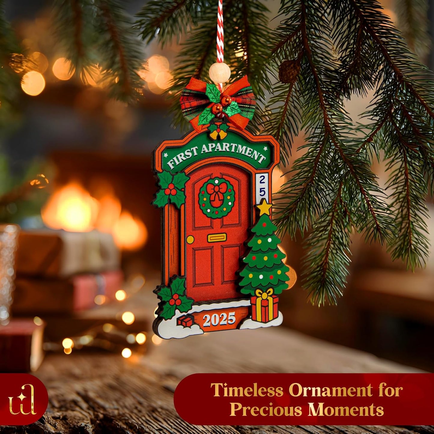 My First Apartment Christmas Ornament 2025 - First Year in New Apartment Ornament 2025, Door Ornaments for Christmas Tree Decorations, Unique Keepsake Gifts First Apartments Essentials
