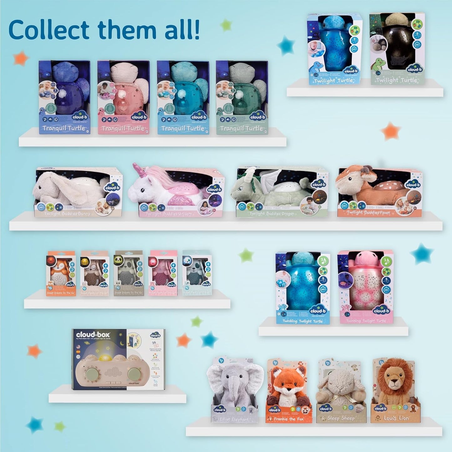 Cloud B Twilight Buddies Dragon Plush Night Light | Star and Constellation Projector in 3 Colours | Auto Shut-Off | from Birth