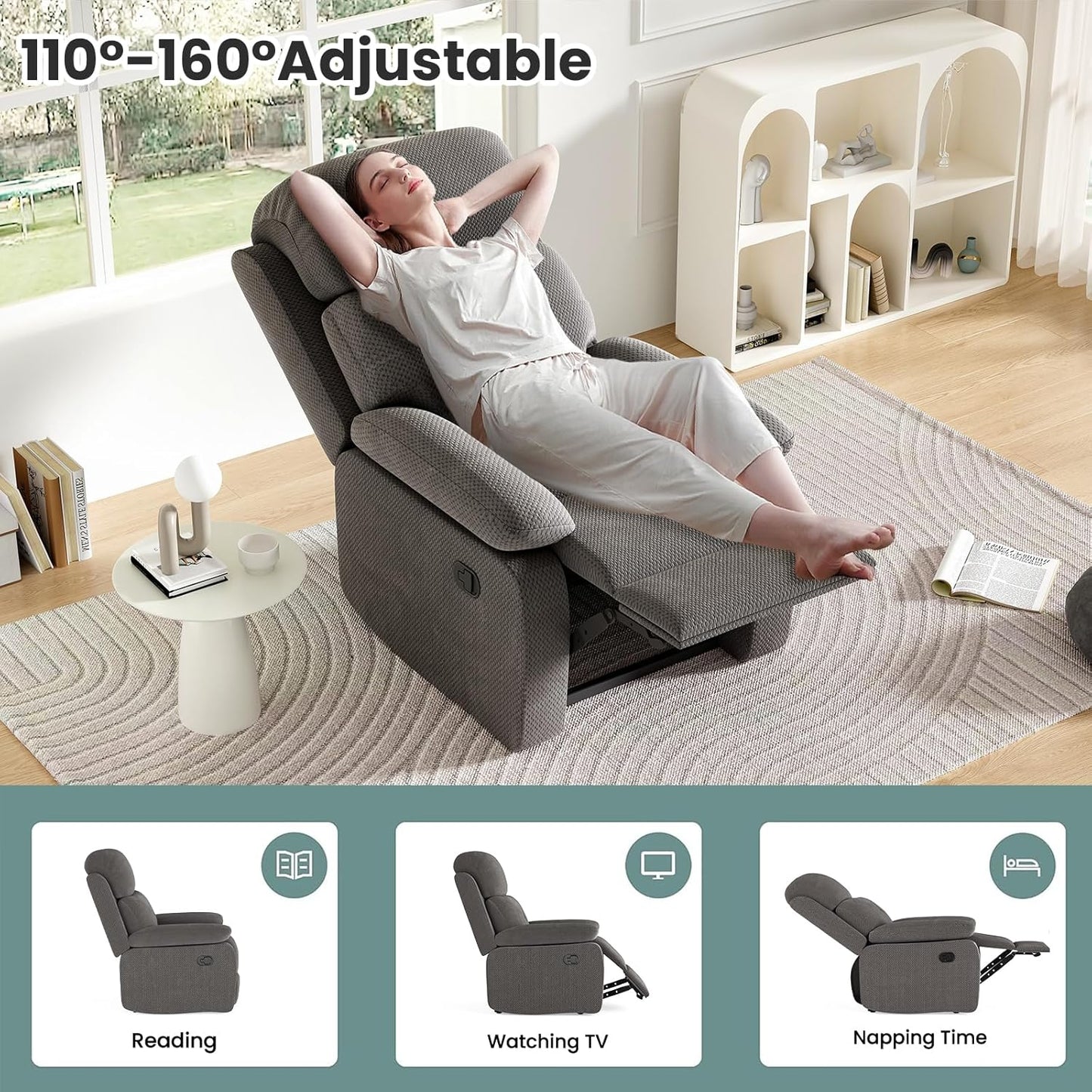 Small Recliner Chair for Adults Women for Small Spaces, Bedroom, Living Room