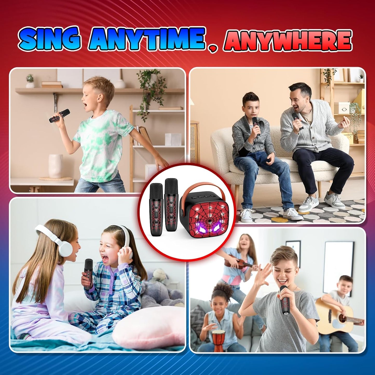 Cool Mini Karaoke Machine Toys: Kids Toys Birthday Gifts Age 3-12+ LED Portable Bluetooth Speaker with 2 Wireless Microphone Gift Toy for 4 5 6 7 8 9 Years Old Girls Boys Kid Adults