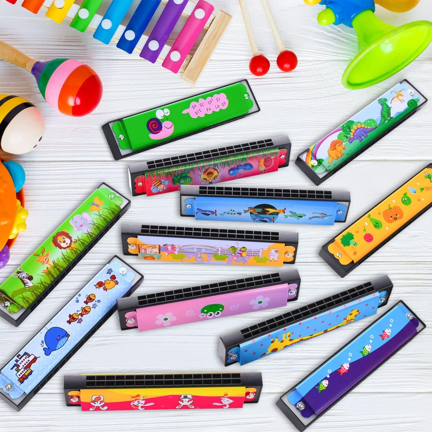 6 Styles Harmonica for Kids Lightweight Harmonicas with Double Row of 16 Holes Kids Harmonica Party Favors for Adult Beginners Musical Instrument Toy