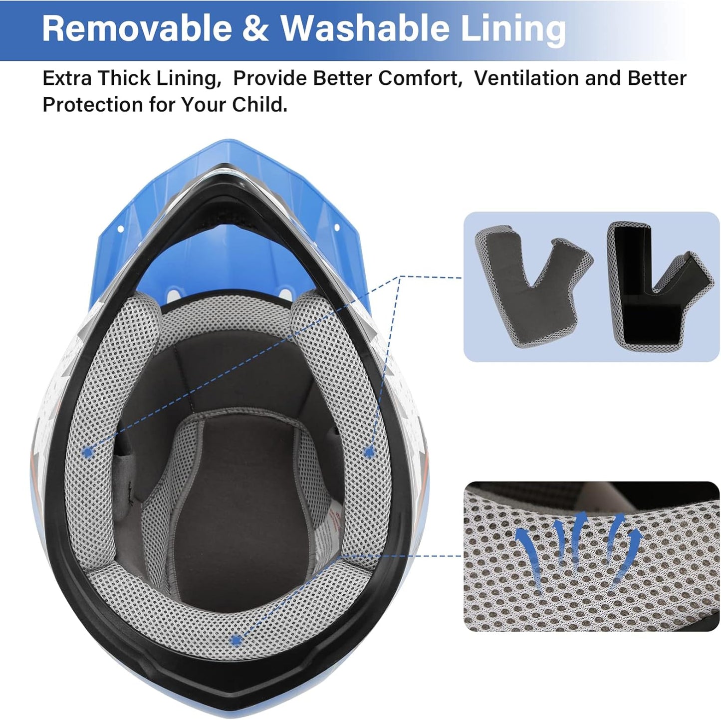 TCMT Dot Youth & Kids Motorcycle Off-Road Helmet Full Face Motocross Street Dirt Bike Mountain Bike BMX MX ATV Helmet+Goggles+Gloves New