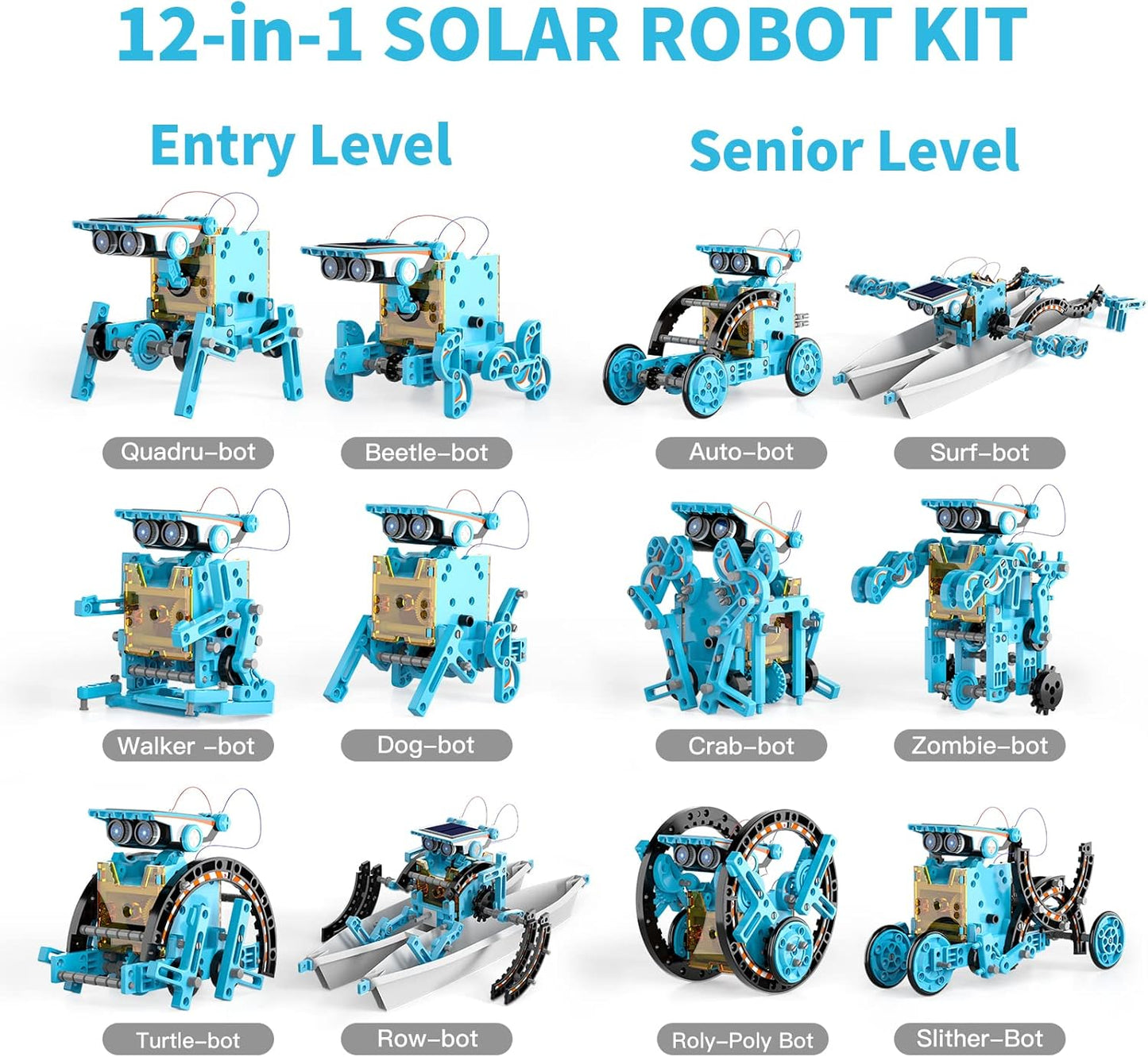 Lucky Doug 12-in-1 STEM Solar Robot Kit Toys Gifts for Kids 8 9 10 11 12 13 Years Old, Educational Building Science Experiment Set Birthday for Kids Boys Girls