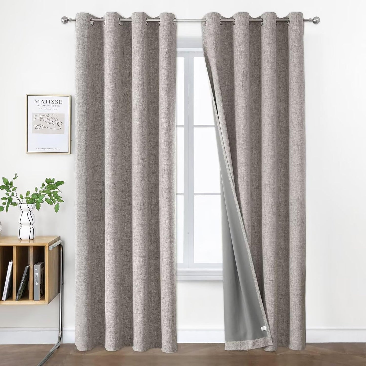 Joydeco Blackout Room Divider Curtains, Extra Wide Sliding Door Drapes Living Room Curtains, Greyish White 1 Panel 100W x 90L Inch Patio Door Drapes for Room Privacy