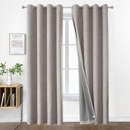 Joydeco Blackout Room Divider Curtains, Extra Wide Sliding Door Drapes Living Room Curtains, Greyish White 1 Panel 100W x 96L Inch Patio Door Drapes for Room Privacy