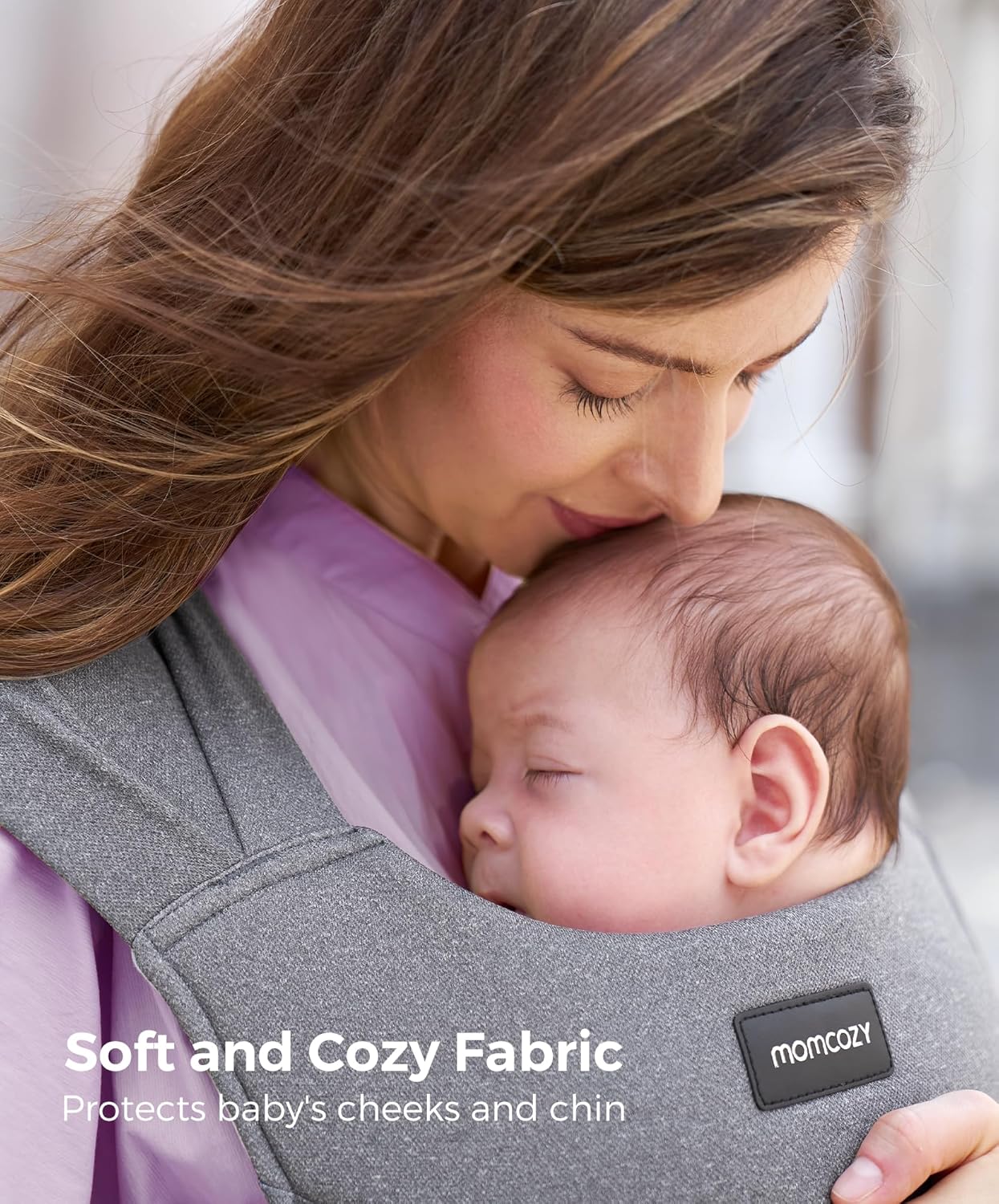 Momcozy Portable Baby Carrier – Compact & Lightweight, Adjustable for Travel, Fold & Go Convenient Storage Hip Pouch, Wide Shoulder Straps, Soft Skin-Friendly Fabric, for Babies 12–35 lbs (Grey)