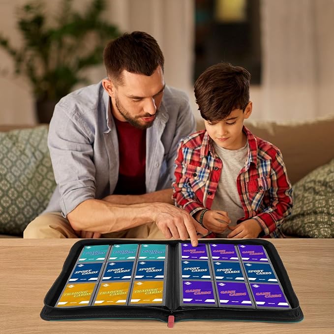 Trading Card Binder, Card Binder Album Fit for MTG Baseball Football Sports Cards, Easy to Use Card Collection Binder (Teal, 432 Pockets)