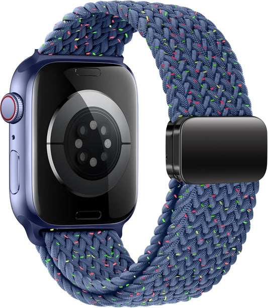 Mazoft Braided Bands With Magnetic Clasp Compatible with Apple Watch Band 38mm 40mm 41mm 42mm 44mm 45mm 46mm 49mm；Soft Nylon Sport Loop Strap for iWatch Series Ultra 2&1 10 9 8 7 6 SE 5 4 3 Women Men