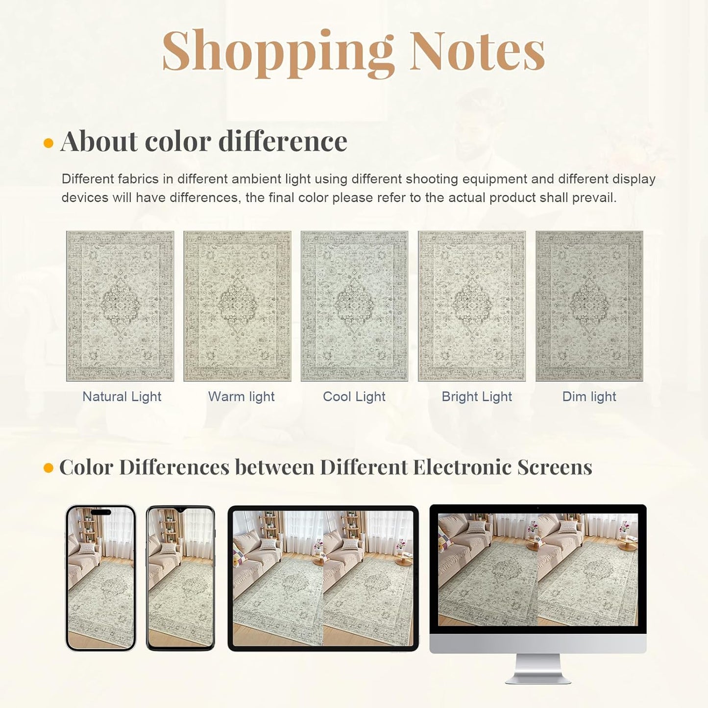 LIVEBOX Washable 2x6 Runner Rug for Bathroom, Non Slip Kitchen Mats for Floor Entryway, Boho Indoor Front Door Mat Low-Pile Runners for Hallways, Farmhouse Rugs for Bath Laundry, Taupe