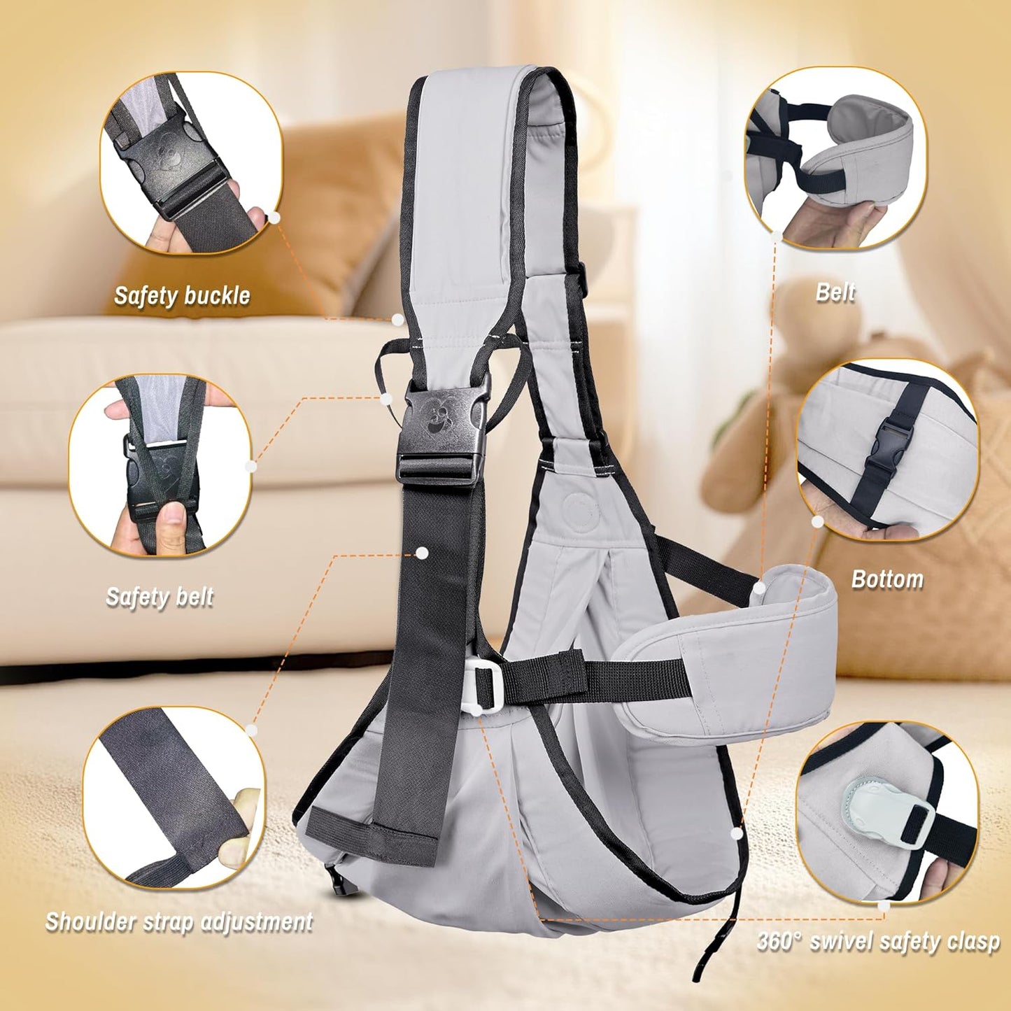 Baby Carrier Newborn to Toddler,Adjustable Baby Sling Carrier,Comfortable and Lightweight Toddler Carrier for 25-60 lbs,Ideal for Shopping Travelling