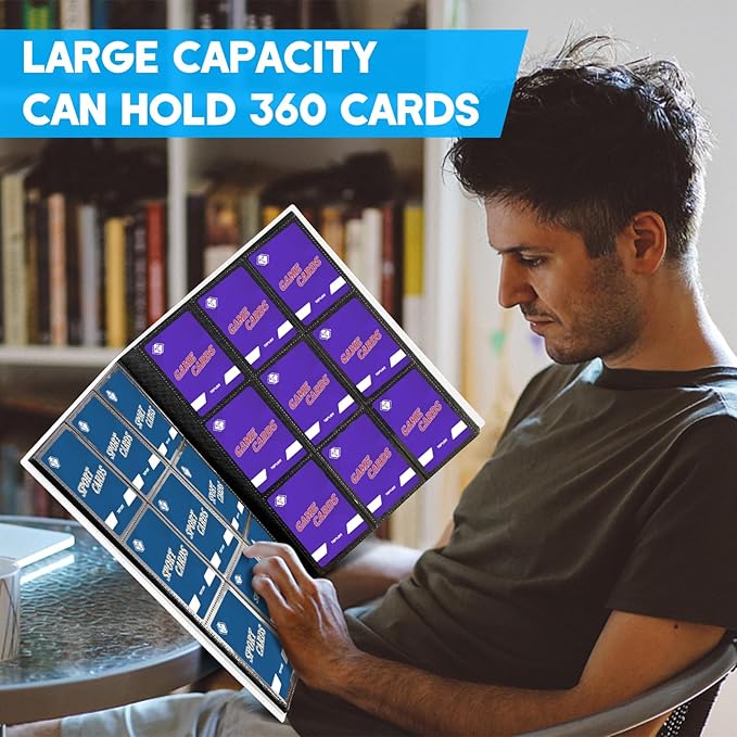 Card Binder 9 Pocket, Collectible Trading Card Album with 360 Pocket, Baseball Card Binder for Standard Cards Side Loading Card Folder for Sports Cards Baseball Football Basketball TCG MTG Cards,White