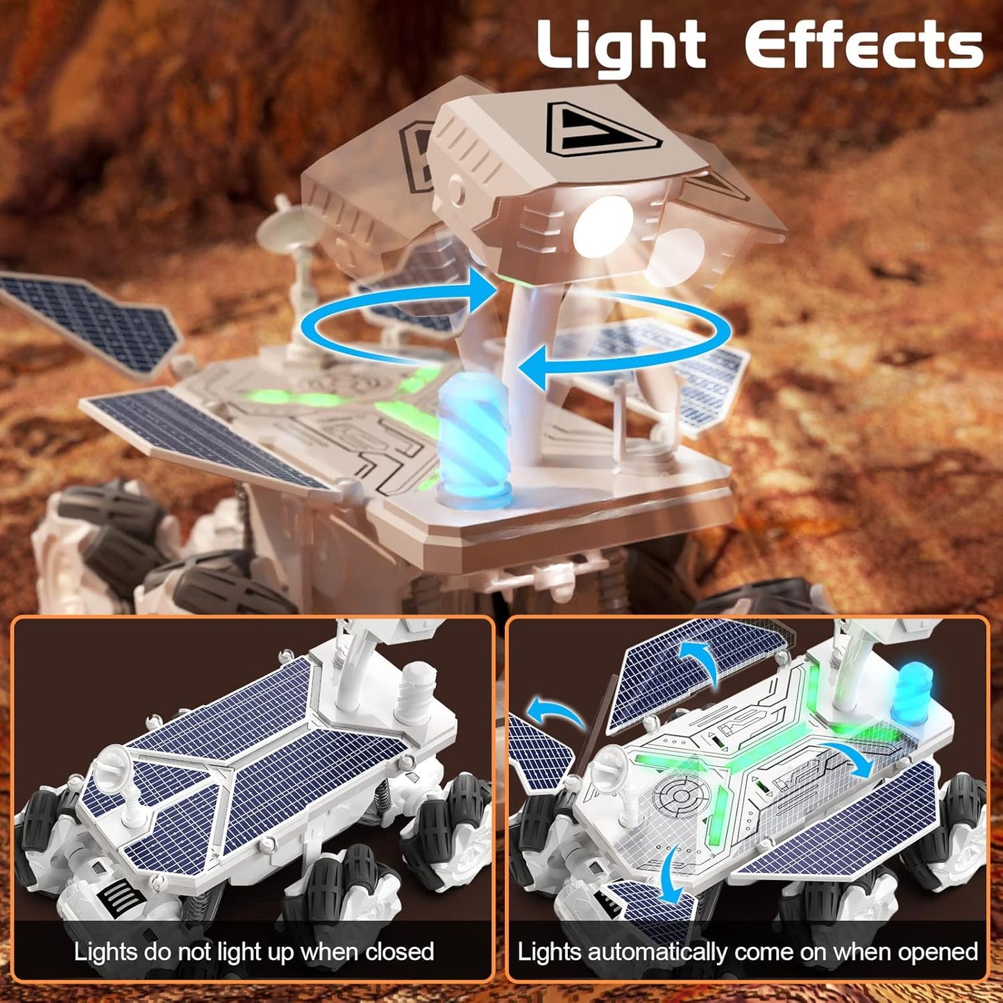 Mars Rover Remote Control Car for Boys 4-7, Space Explorers Toys RC Cars for Boys Age 8-12, Moon Rover with 2.4Ghz Remote Control, Astronaut Model, 6 Laterally Movable Wheels, Rechargeable