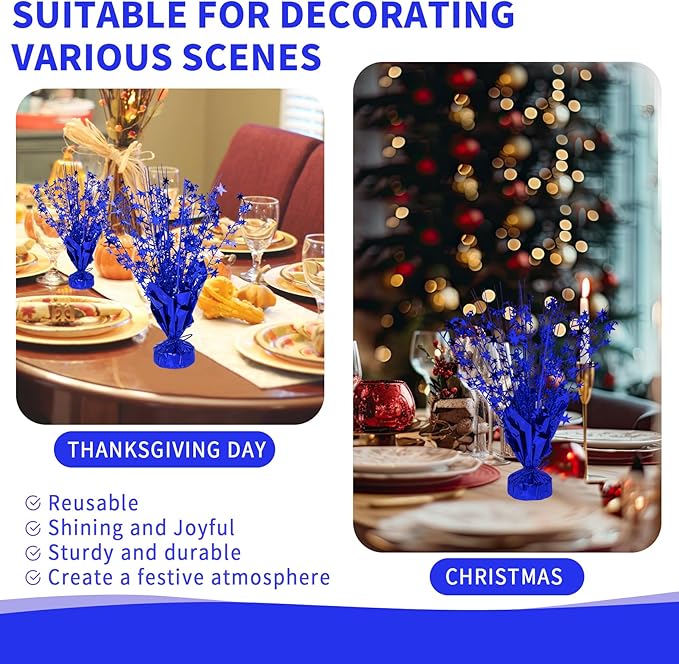 6 Pack Star Table Centerpieces for Party, Birthday Table Decorations for Kids Adults, Party Centerpieces for Tables for Wedding Baby Shower Graduation Holiday Event (Blue)