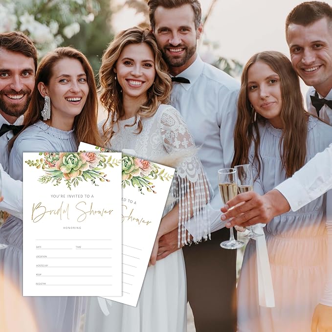 Floral Bridal Shower Invitation Cards with Envelopes Pack of 20 (4"x6") - Bridal Shower Invitations.(163)