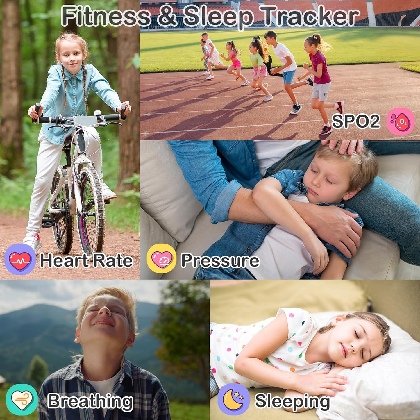 Smart Watch for Kids with Fitness & Sleep Tracker, Waterproof Kids Smart Watch Boys Gifts Age 5-12, Heart Rate Sport Modes SOS Button DIY Dial HD Camera Alarm Clock Games Music Recorder, NO APP/Phone
