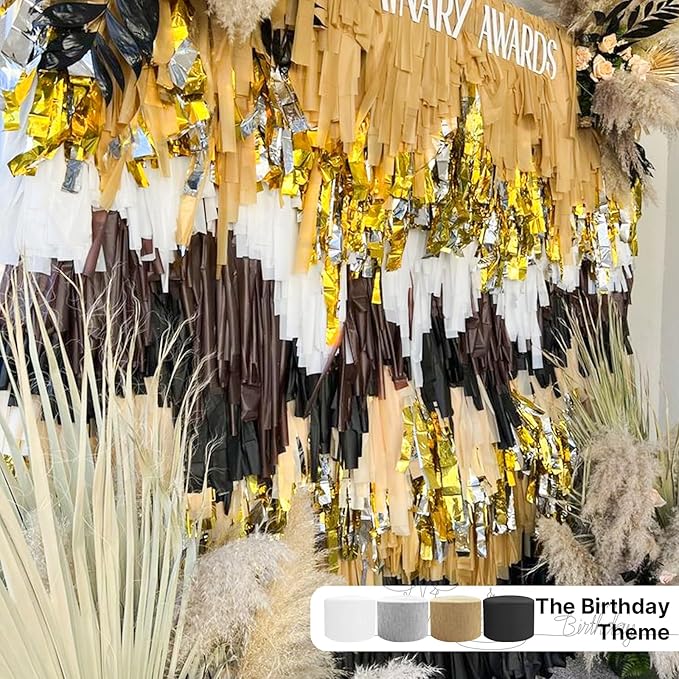 PartyWoo Gold Crepe Paper Streamers 4pcs 328ft Pack of Gold Crepe Paper for Wedding Birthday Baby Shower Engagement Anniversary New Year Eve Graduation Party Decorations(1.8 Inchx82 Ft/Roll)