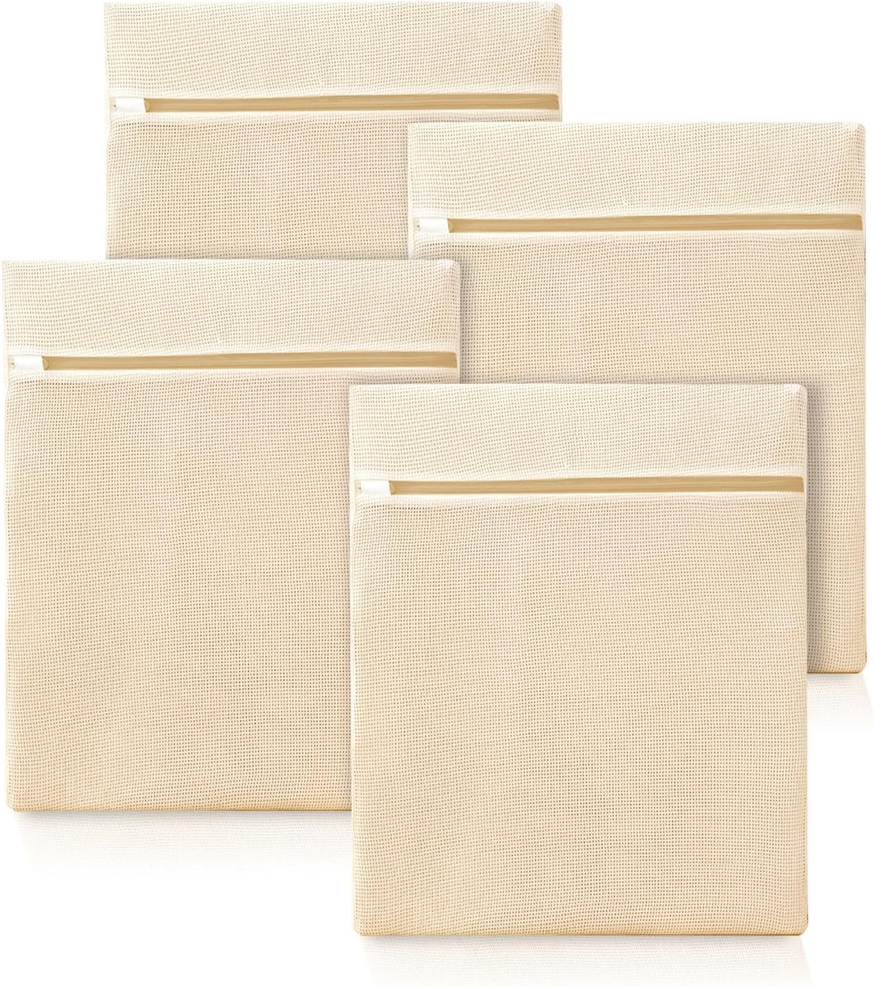 4Pcs Large Cotton Mesh Laundry Bags for Delicates,Breathable Mesh Garment Bag for Washing Machine,Travel Wash Bags with Zipper for Bras,Underwear,Socks,Clothes,Laundry Dorm Room Essentials(L)