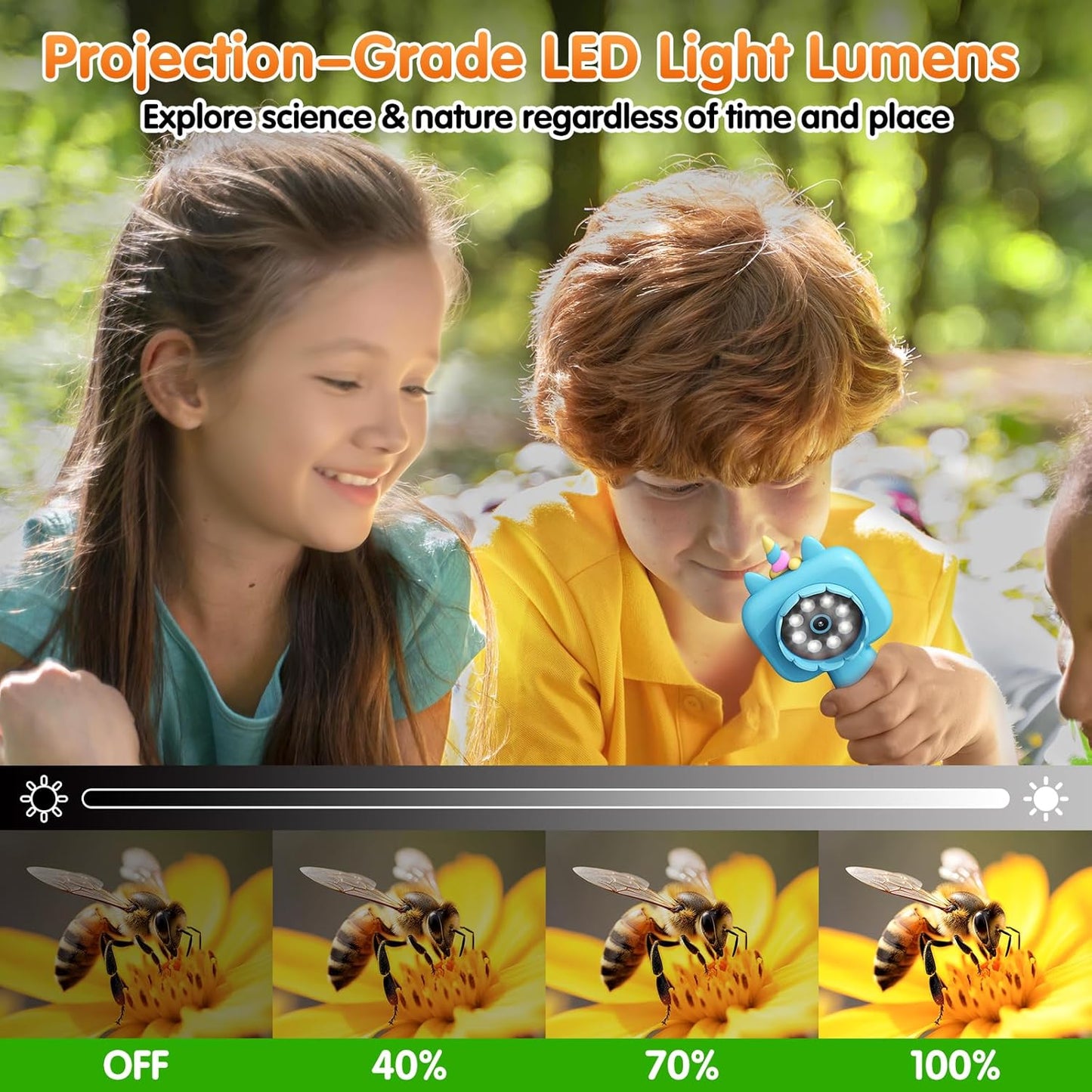 Pocket Microscope for Kids, 2.4" Screen 600X Portable Digital Microscope Handheld, STEM Educational Science Kit Toys for Age 3 4 5 6 7 8 9 10 11 12 13 Years Old Kids Christmas Birthday Gifts