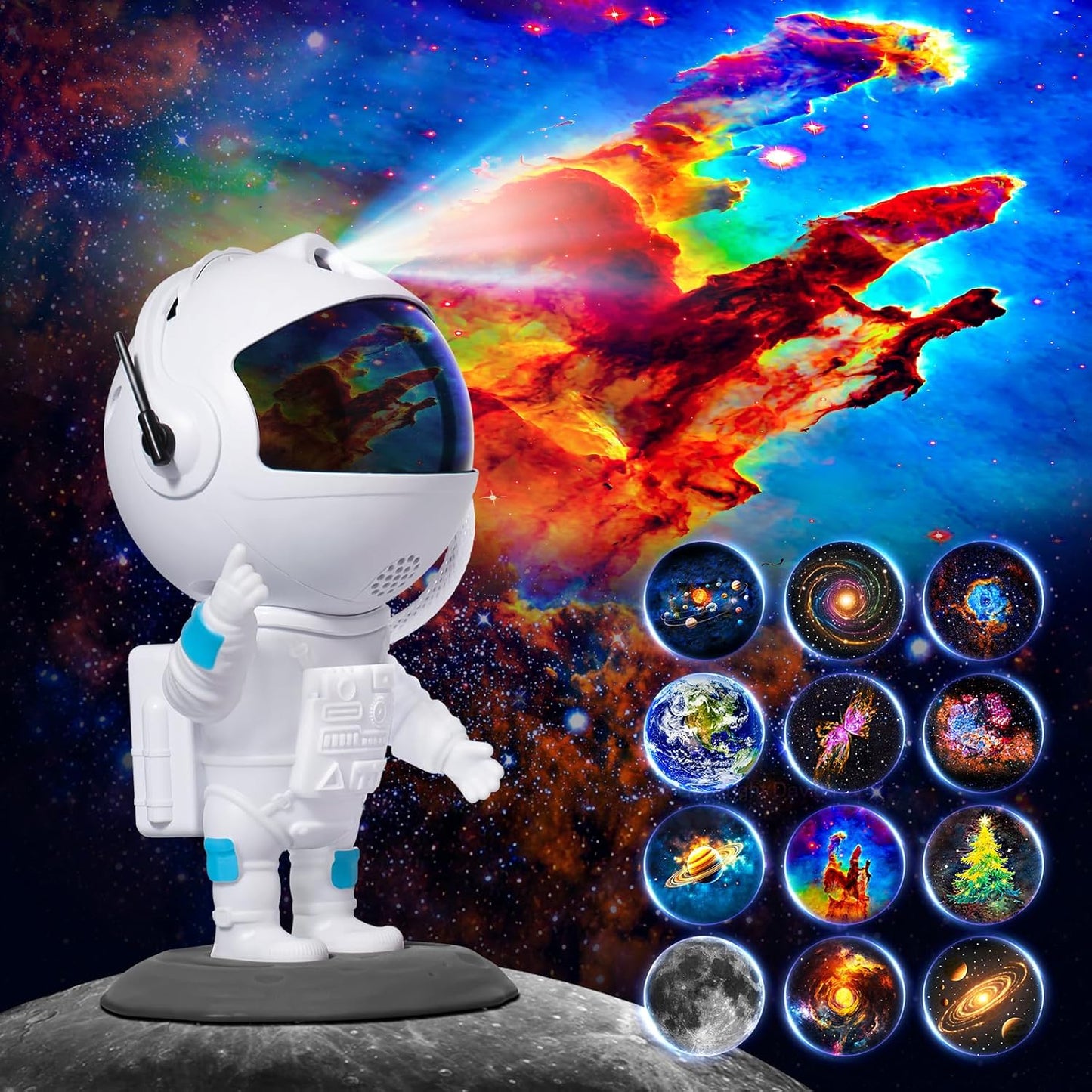 Galaxy Projector, Star Projector with 12 Space Films, Astronaut Galaxy Projector for Bedroom with Timer, Planetarium Projector Ceiling Nebula Night Light for Kids Adults Gift Living Game Room