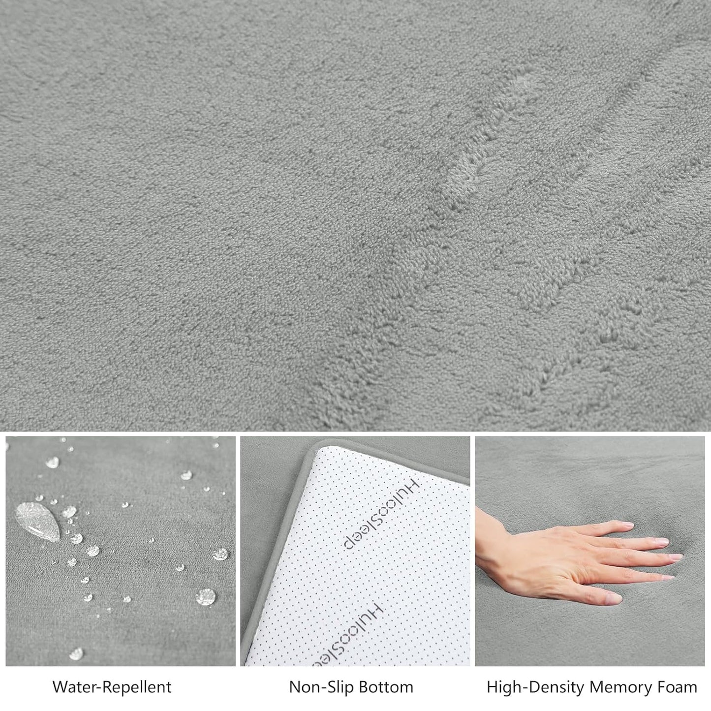 Baby Play Mat for Floor,1.3" Thick Elasti-Foam 50"×74" Playpen Mat for Tummy Time,Water Repellent Soft Coral Velvet for Toddler,Infant,Kids,Non-Slip Backing Safe for Crawling(Light Grey)