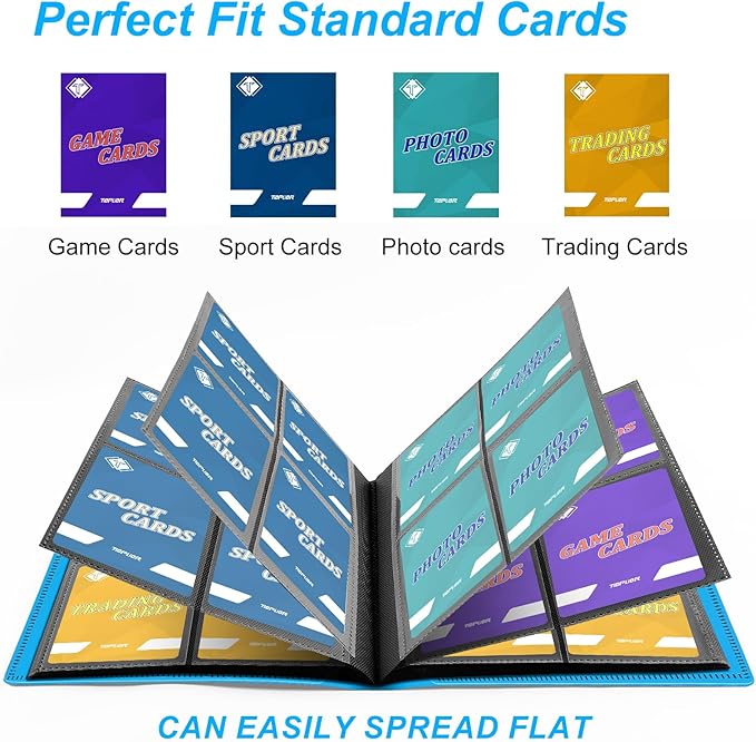 4 Pocket Card Binder for Trading Card, 160 PockeCard Folder Ablum for Cards Collection for Sports Cards, Baseball Cards, Game Cards, Mini TCG Binder Fit for MTG, Gift for Card Collector (Blue)