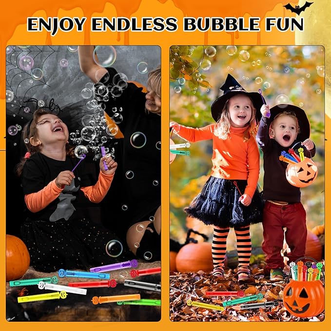Shemira 200PCS Halloween Bubble Wands, Mini Bubbles Party Favors for Kids, Halloween Party Favors, Goodie Bag Stuffers, Classroom Prizes Gifts for Kids, Halloween Trick or Treat Toys Bulk