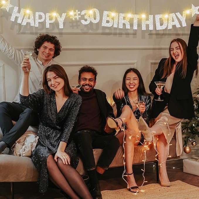 175Pcs DIY Glitter Customizable Banner Kit Happy Birthday Letter Banner Winter Wonderland Banners Snowflake Personalized Banners Decor Baby Shower Birthday Party Decorations Supplies(Glitter Silver)