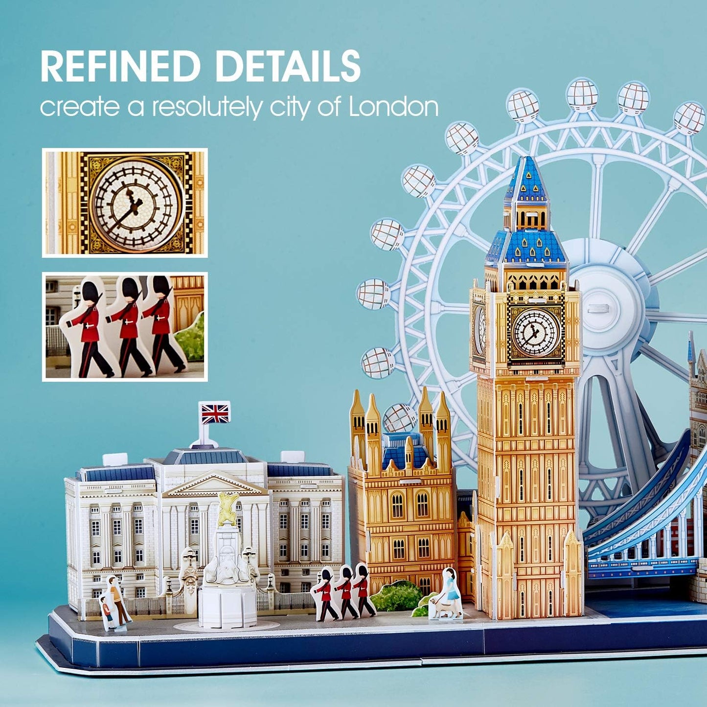 CubicFun 3D Puzzles for Adults London Cityline Puzzles for Gifts for Teenage Girls Architecture Building Gifts for Women Men, Tower Bridge, Big Ben, Buckingham Palace, The London Eye, 107 Pieces