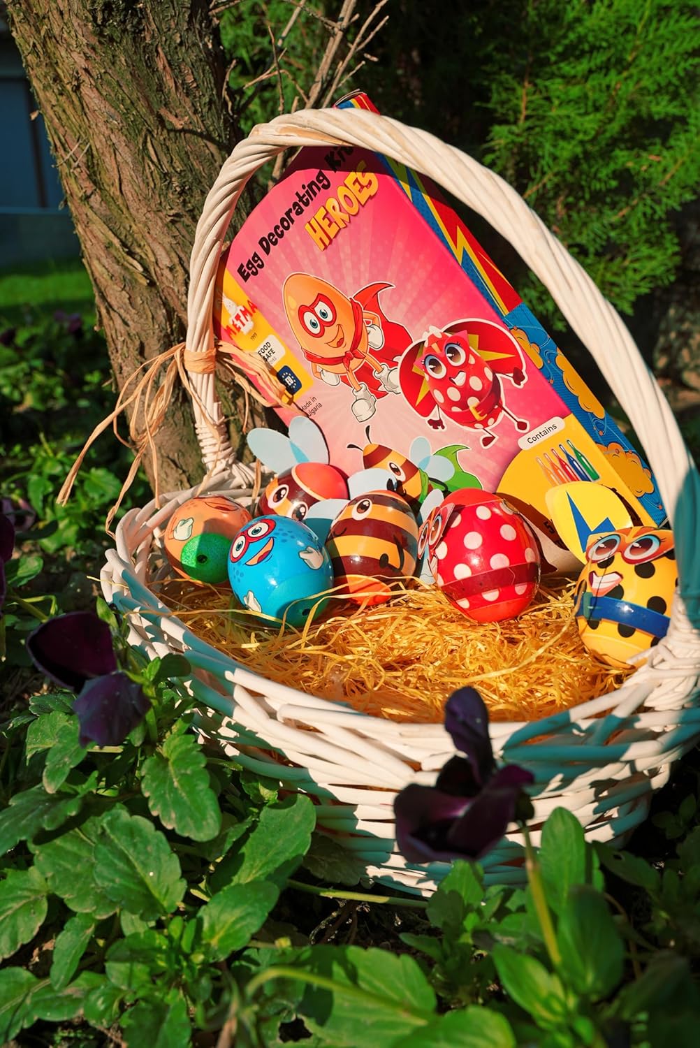 METMA 1999 Egg Decorating Kit Heroes - Complete Decorative Eggs Set with Liquid Dyes, Stickers, Egg Spinner, and More - Fun Easter Egg Dye Kit Arts and Crafts for Kids