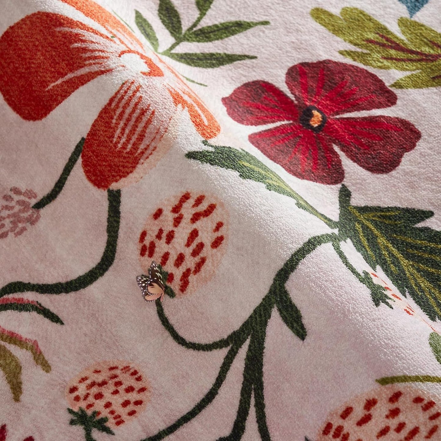 5x8 Boho Floral Area Rugs Soft Washable Stain Resistant Indoor Floor Carpet Rug Vintage Beige Low Pile Non Slip Rug Spring Farmhouse for Living Room Bedroom Dining Room Playroom Nursery Family Room