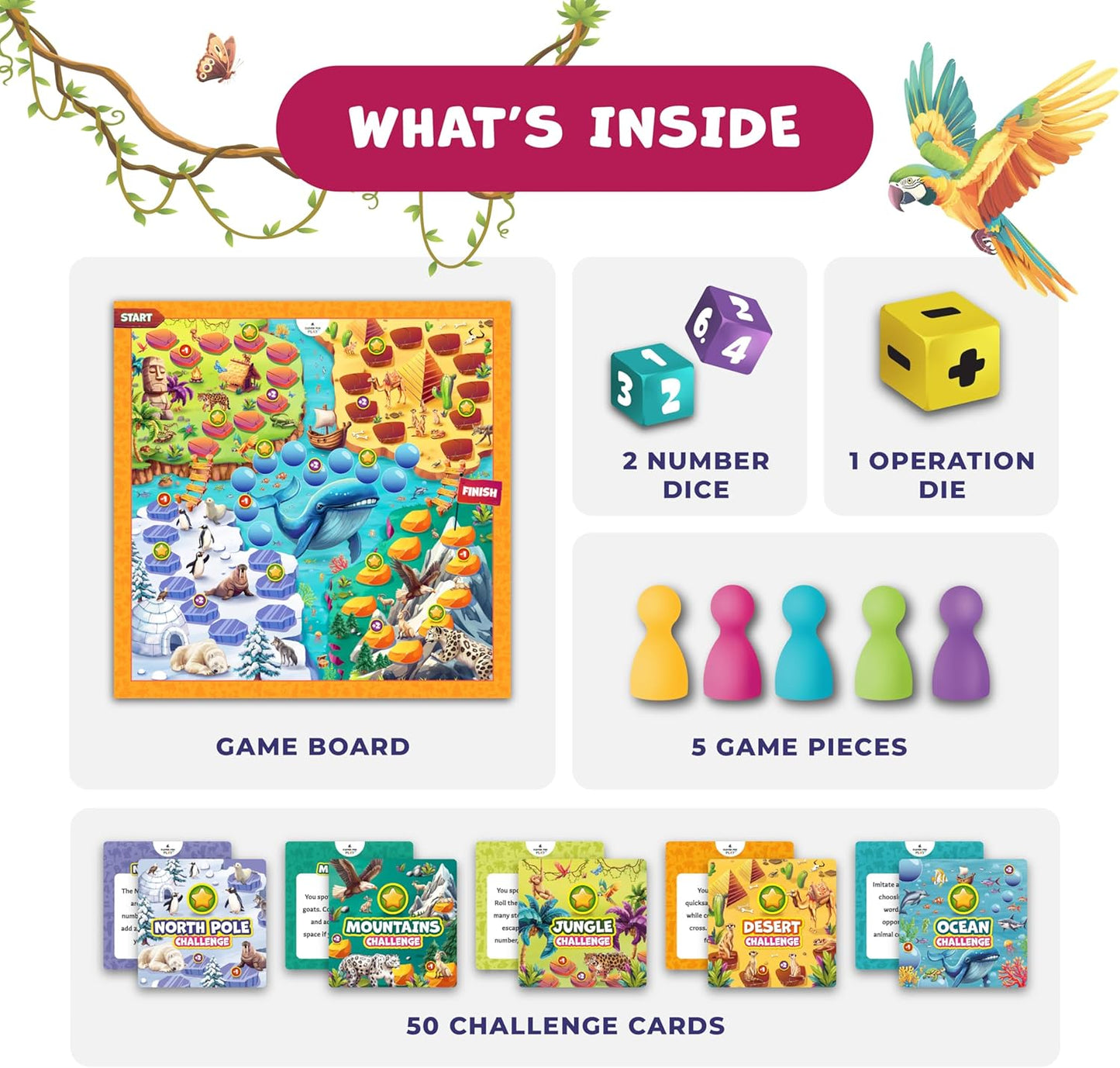 Number Hunter Math Board Game – Addition & Subtraction Adventure for Kids Ages 4-8 – Fun Educational STEM Game for Kindergarten, 1st-3rd Grade, Homeschool & Family Game Night