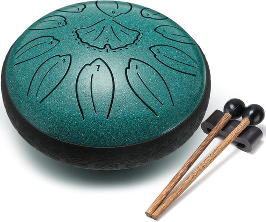 Steel Tongue Drum Percussion, 6 Inch 11 Notes Musical Instruments, Music Gifts for Family Friends (Malachite)