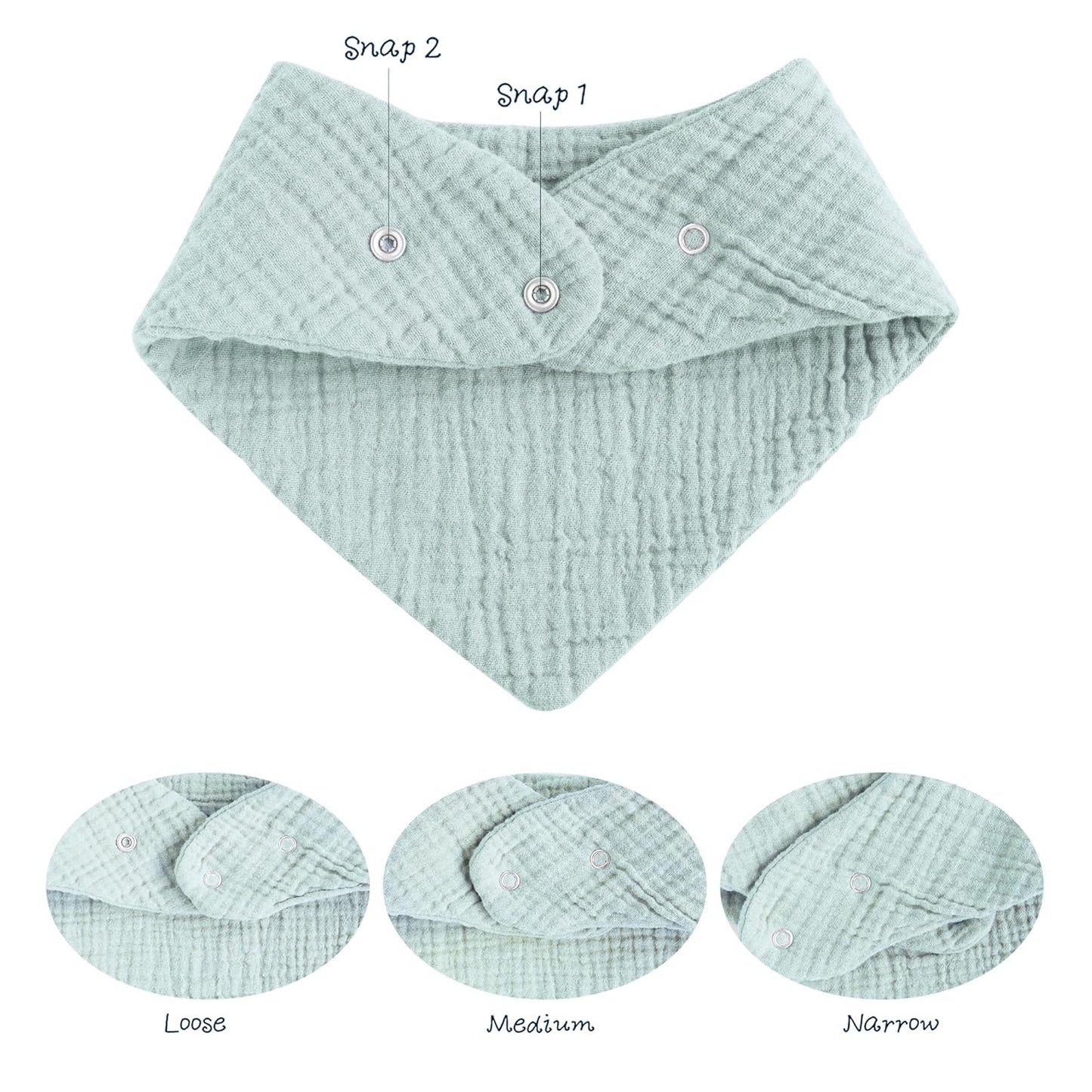 Konssy 8-Pack Muslin Baby Bibs, Absorbent Bandana Drool, 100% Cotton Unisex Baby Bibs for Teething and Drooling