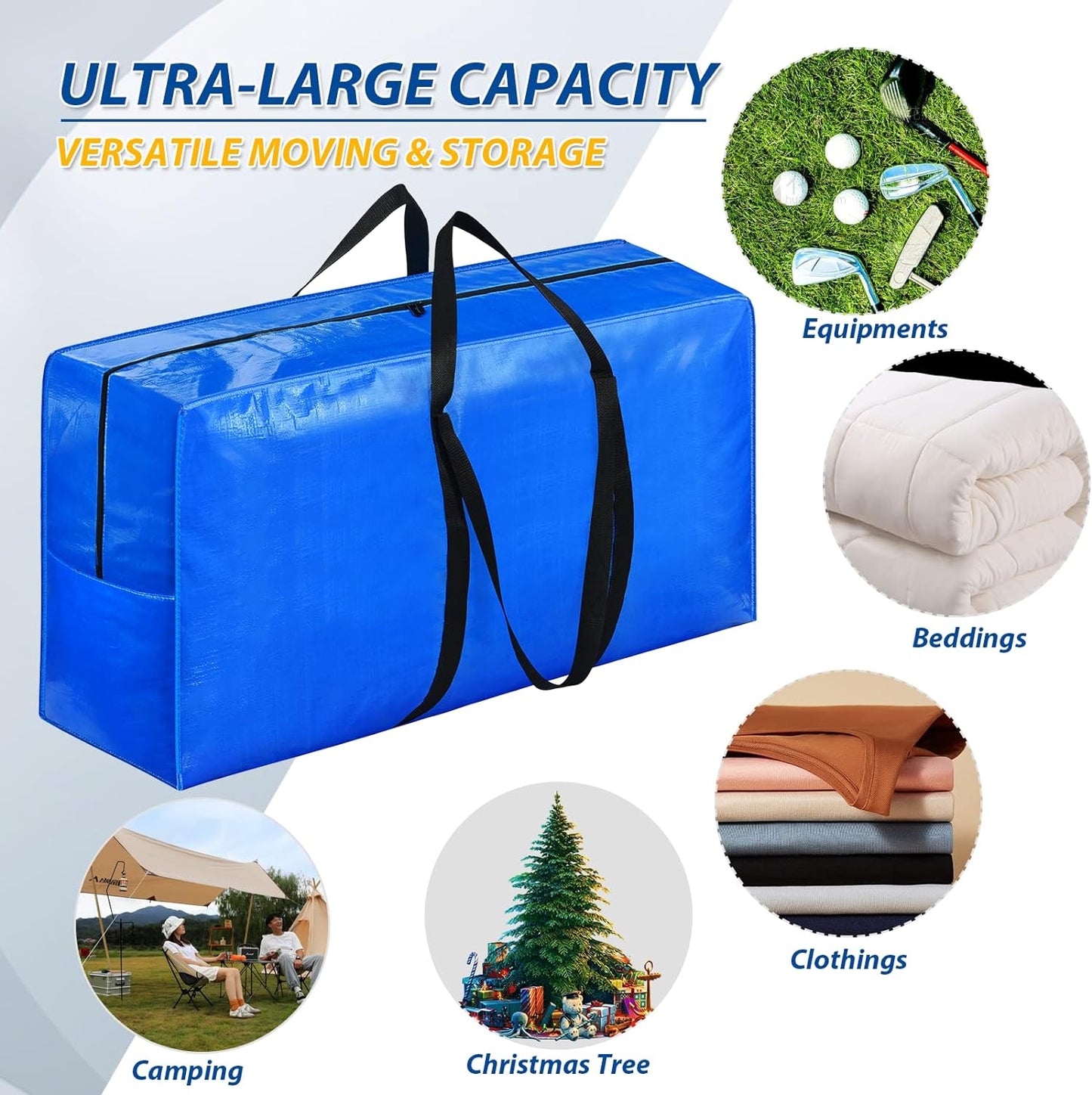 57 Gallon Extra Large Storage Bags, XXL Jumbo Large Moving Bags Heavy Duty, Storage Totes Moving Boxes Supplies for College, Foldable Duffle Bag for Travel, Christmas Tree Bag, 42x23x13.5inch