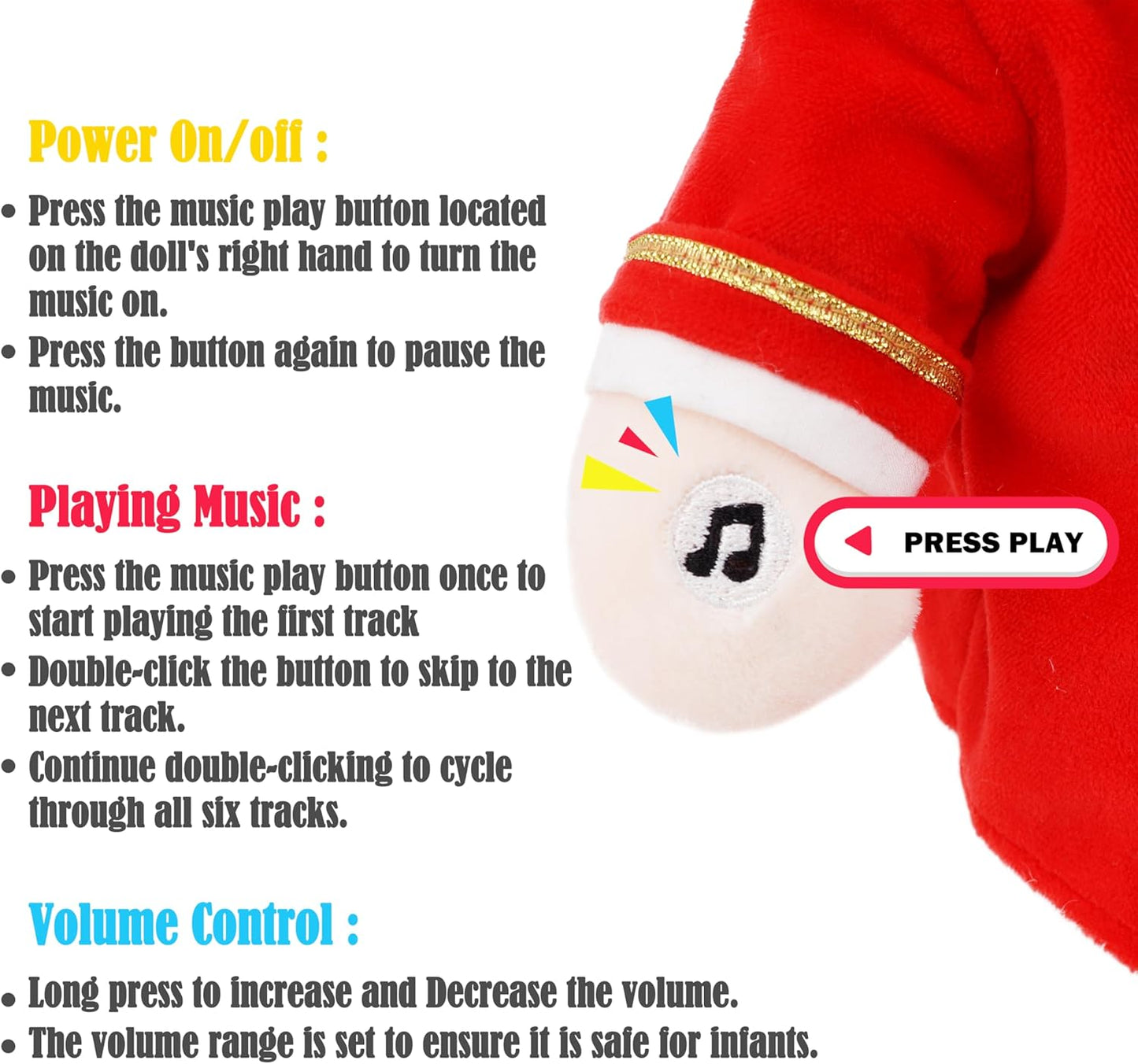 June Garden Sweet Dolly Amadeus Mozart - Master of Classical Music - Interactive Music Playing Stuffed Ultra Soft Baby Doll for Birth and Up