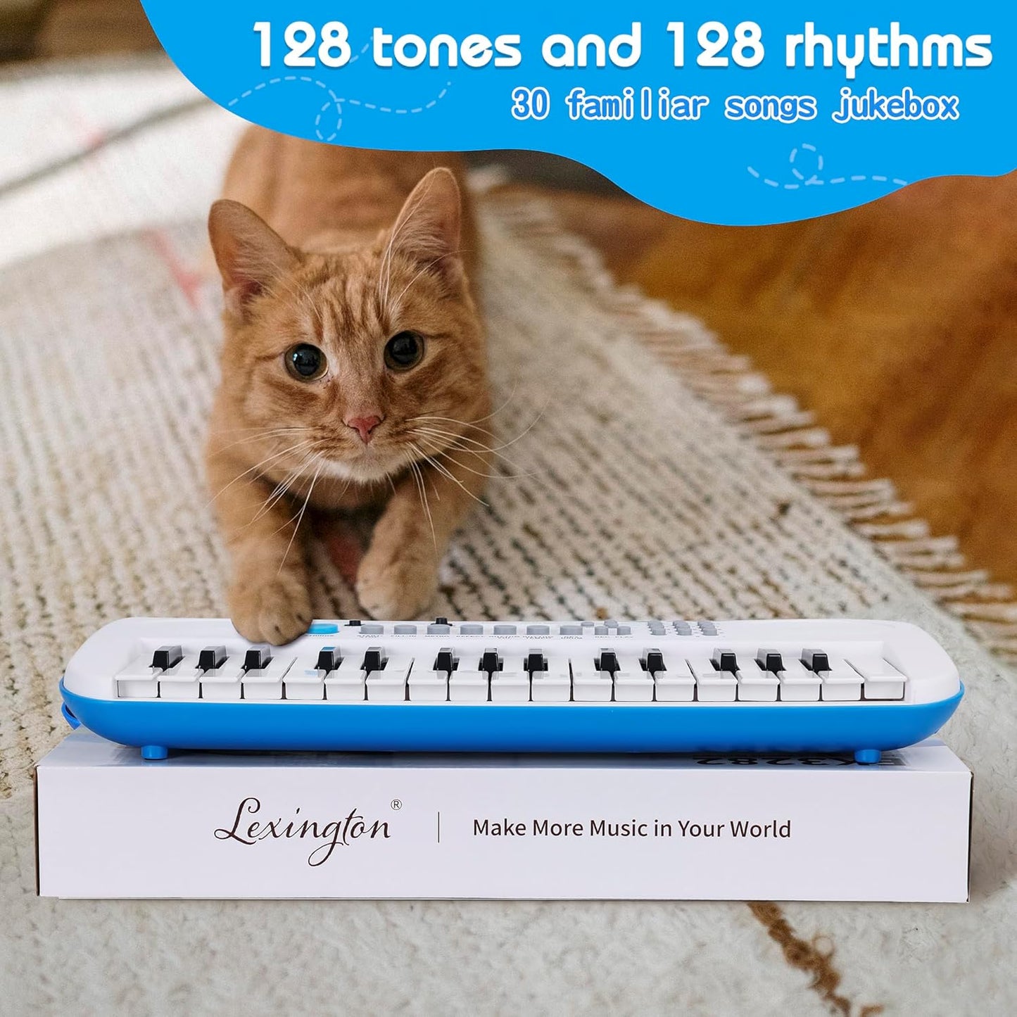 Lexington 32 Key Electric Keyboard, Small Digital Piano for Beginners, Mini Portable Musical Gift (EK3282, White)