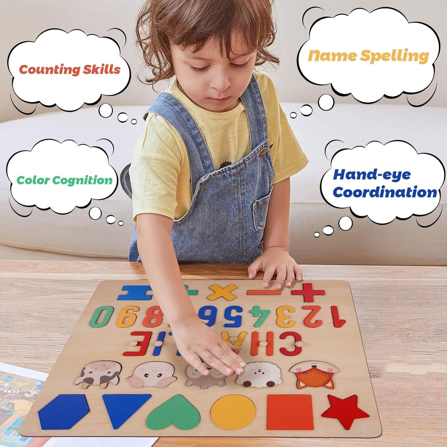 Personalized Name Puzzle for Toddlers 1-3 Wooden Alphabet Shape Number Blocks Personalized Baby Gifts 1st Birthday for Girls & Boys Preschool Educational Montesorri Toys for 1 Year Old 2 3 4 5