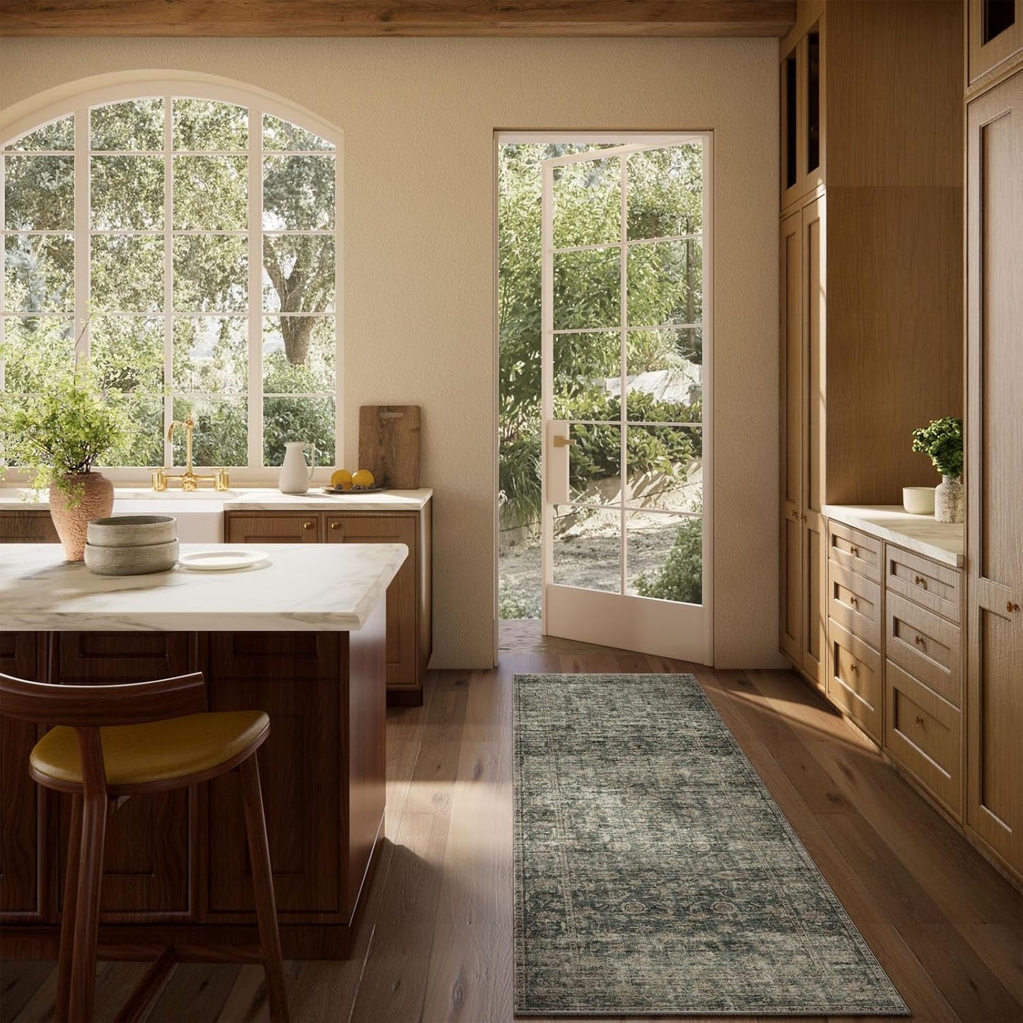 Washable Kitchen Rug Runners for Hallways: 2'x6' Entryway Rug with Non Slip Backing Low Pile Soft Indoor Floor Carpet Runner for Hallways Kitchen Laundry Room Bathroom Bedroom