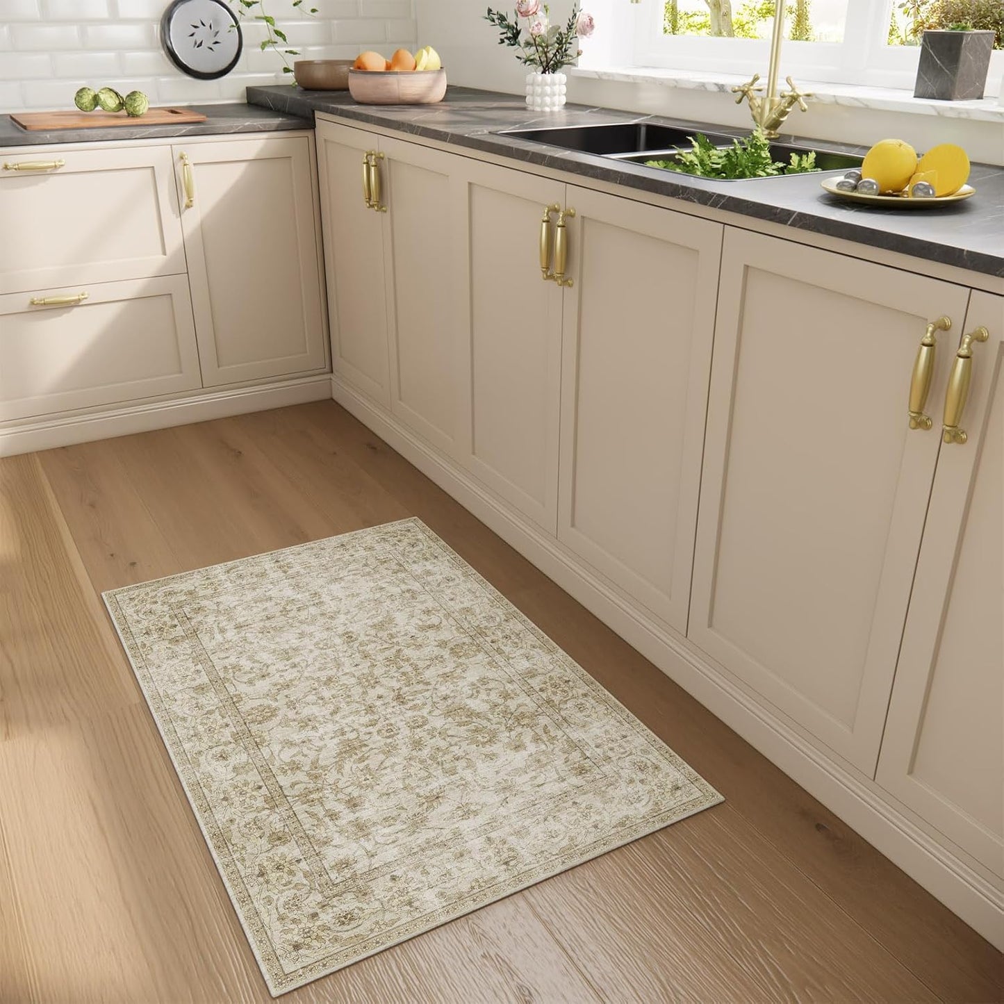 Machine Washable Area Rugs for Entryway: Door Mat Indoor Entrance 2x3 Boho Rug Stain Resistant Non-Slip Low Pile Soft Throw Carpet for Kitchen Front Door Indoor Entrance Entry Bedroom