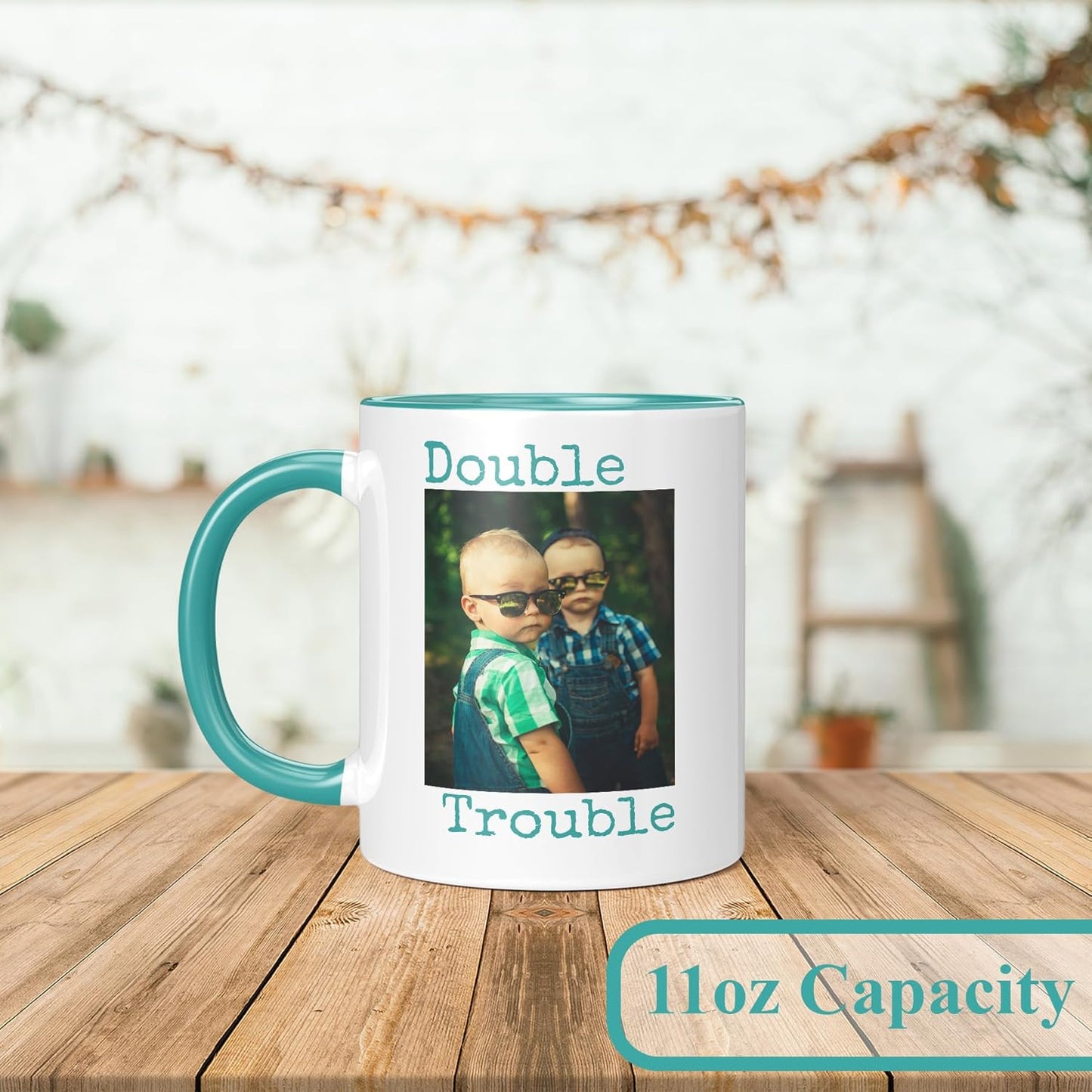 Personalized Mother's Day Coffee Mug, Custom Mum Photo Text 11 Oz Ceramic Mug, Customized Mom Gift Idea Picture Name Cup, Taza Cafe Personalizadas Fotos, Cute Gifts Mom Women Dad Men, Teal