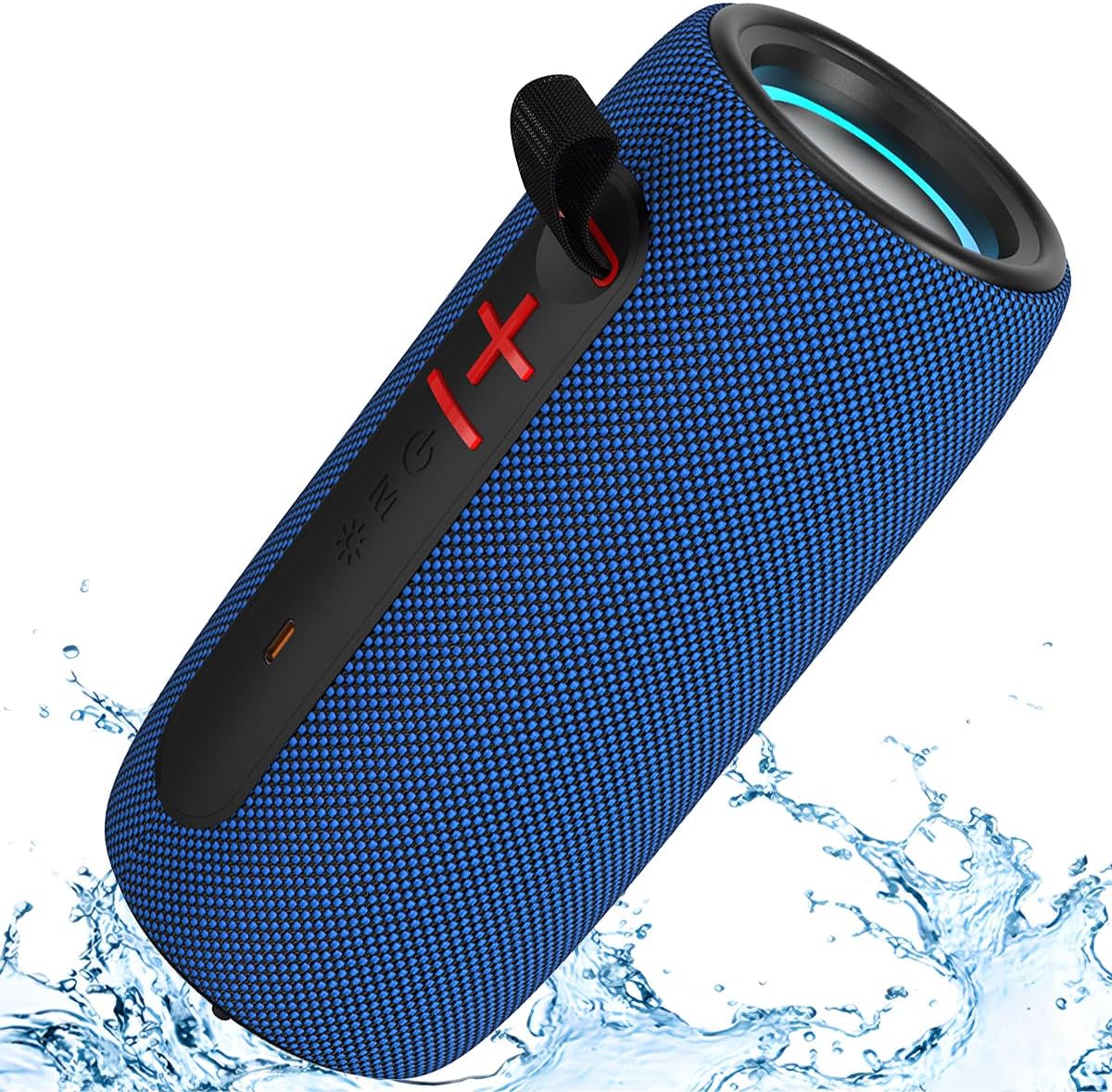 Wireless Portable Bluetooth Speaker: IPX6 Waterproof Audio,fm Radio,USB/AUX/SD Card Play,LEDlights,TWS interconnected Stereo,Outdoor/Travel/Camping/Bike/Family/Party（Blue）