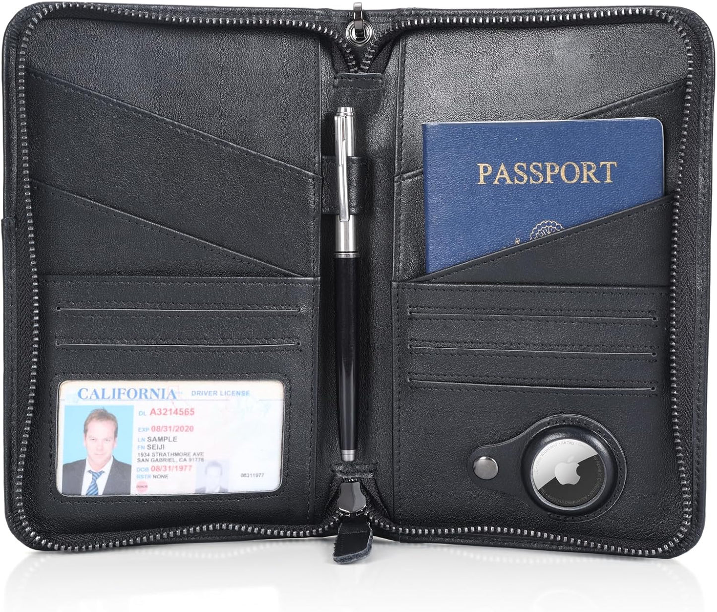 Polare Full Grain Leather Passport Holder Cover Case for Men and Women RFID Blocking Family Travel Wallet Holds 6 Passports