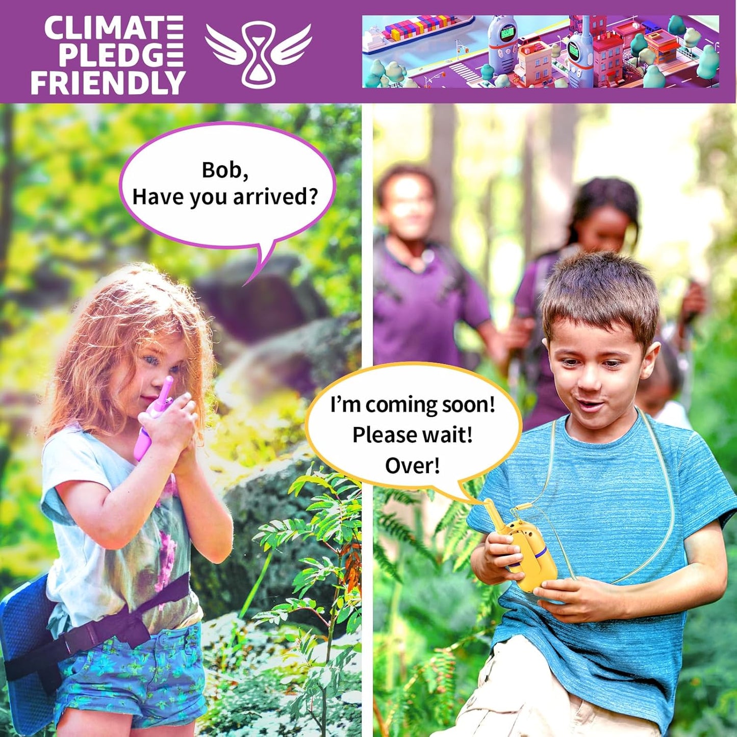 Walkie Talkies for Kids Rechargeable,Toys for Boys and Girls Ages 3-12, 2 Pack Long Range 2-Way Radios, Birthday Gifts,Christmas Stockings, Outdoor Play, Family Games, Hiking Camping Gear