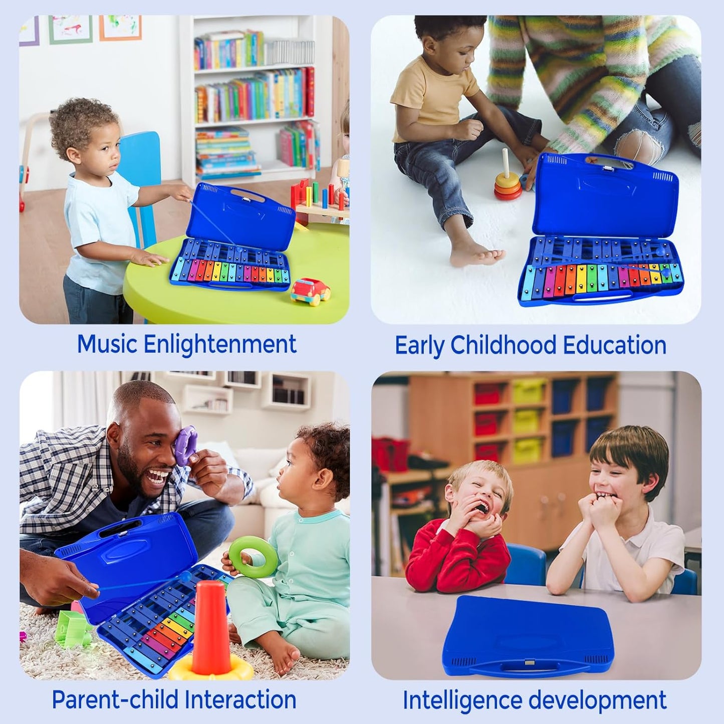 EASTROCK Xylophone, 25 Notes Glockenspiel Xylophone for Kids, Professional Xylophone Instrument Music Teaching, Gifts, JDXPE-25NC-DBL