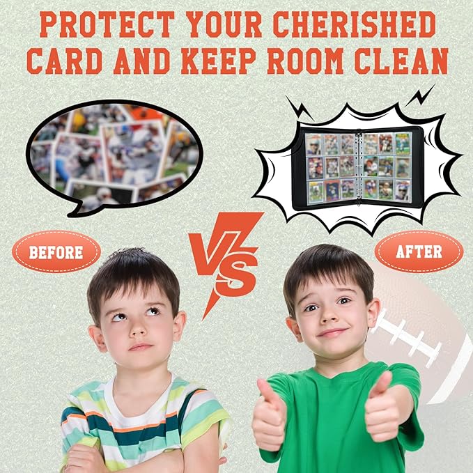 Trading Card Binder 9 Pocket - Football Card Binder with Sleeves 900 Double Sided Pockets Sports Trading Cards Album Cards Holder Protectors Set Fit for Game Cards, Sports Cards